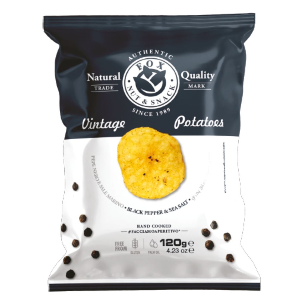 Black Pepper Crisps, Fox, 120g