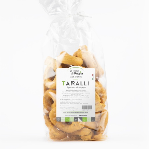 Taralli with Cheese & Pepper (300gr), La Terra di Puglia