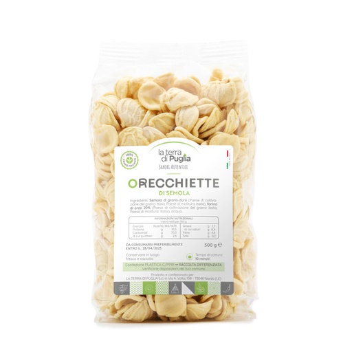 Orecchiette Semolina (500gr), La Terra di Puglia