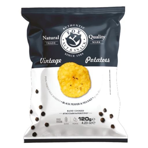 Black Pepper Crisps, Fox, 120g